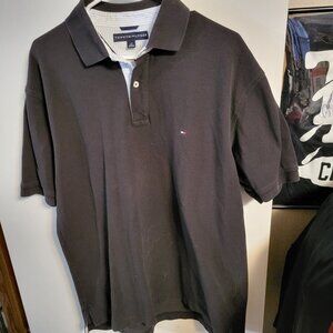 MENS TOMMY HILFIGER BLACK POLO SHIRT SZ L